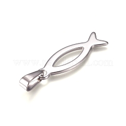 変色しにくい304ステンレススチールペンダント  イクシス/イエス魚  イースターのために  ステンレス鋼色  36.5x12x1.5mm  穴：9.5x4mm&nbsp;STAS-I135-35P