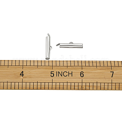 アイアン製チューブ型スライド式コードエンド紐留めパーツ  スライダエンドキャップ  プラチナ  20x4mm  3.2mm内径&nbsp;IFIN-TA0001-15