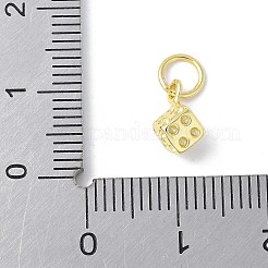 スターリングシルバーのダイスチャーム925個  丸カン付き  ゴールドカラー  9.5x5.5x4.5mm  穴：3.5mm&nbsp;STER-M093-02G