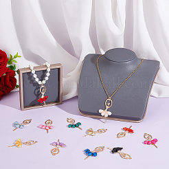 24色の合金製ビッグペンダント12個。  レジン＆クリスタルラインストーン付き  多面カット  バレリーナ  ゴールドカラー  ミックスカラー  59~60x30~31x4.5mm  穴：2.5mm  2個/カラー&nbsp;FIND-ME0002-15