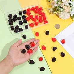 50個 2色 PVCプラスチック シミュレーション ラズベリー  模造果物  ショーケース＆写真小道具用  ミックスカラー  21x20x18mm  25個/カラー&nbsp;AJEW-PH0007-90