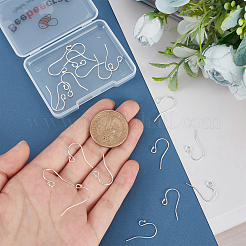 スターリングシルバーのピアスフック10組925個  スタンプ925個付き  925銀メッキ  20~21.5x11x1.5mm&nbsp;STER-BBC0001-16
