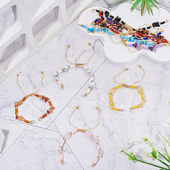 10Pcs 10 Styles Natural & Synthetic Mixed Stone Chip & Glass Seed Beaded Braided Bracelet Making&nbsp;AJEW-TA00055