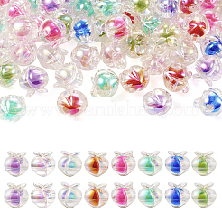 64 個 8 色 UV メッキレインボー虹色アクリルビーズ  ツートンカラーの二層ビーズ  桃  ミックスカラー  18x17.5x16mm  穴：3.5mm  8個/カラー&nbsp;OACR-TA0001-20