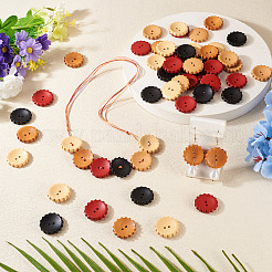 60Pcs 5 Styles Spray Painted Natural Wood Buttons&nbsp;WOOD-TA0002-91