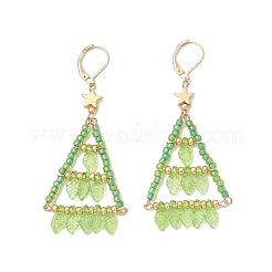 Handmade Glass Seed Beads Leverback Earrings&nbsp;EJEW-MZ00571
