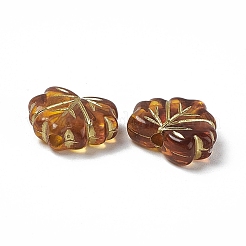 アクリルビーズ  ゴールドライン入り  葉  ペルー  10.5x13x4.5mm  穴：1.8mm&nbsp;X1-OACR-H019-04