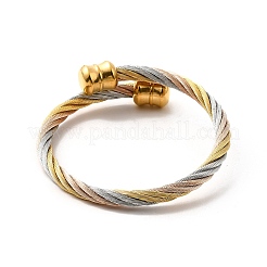 Ion Plating(IP) 304 Stainless Steel Twist Rope Open Cuff Bangle&nbsp;BJEW-P283-54