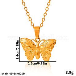 女性用304ステンレススチール製バタフライペンダントネックレス  18KGP本金メッキ  17.72インチ（45cm）&nbsp;IP3230-2