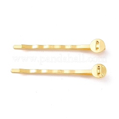黄金の鉄のヘアボビーピンパーツ  サイズ：幅さ約2mm  長さ52mm  厚さ2mm  トレイ：直径8mm  厚さ0.5mm&nbsp;X-PHAR-Q017-G1