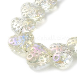 電気メッキ透明ガラスビーズ連売り  ハート  シャンパンイエロー  15x13mm  穴：1.2mm  約50個/連  25.59''（65センチメートル）&nbsp;EGLA-R114-02A-FR06