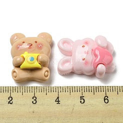オペーク樹脂カボション  王冠雲とウサギとクマ  混合図形  ミックスカラー  16.5~25x18~24x8~9mm&nbsp;RESI-Z019-03