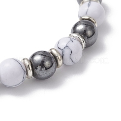 Non-Magnetic Synthetic Hematite & Howlite Beads Stretch Bracelets for Women&nbsp;BJEW-JB12830