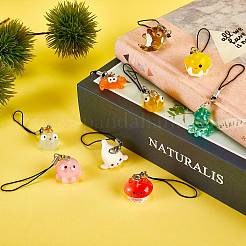 海の動物樹脂ペンダント携帯ストラップ  ナイロンコードモバイルアクセサリー装飾  ミックスカラー  7.5~9cm  11個/セット&nbsp;HJEW-SW00036