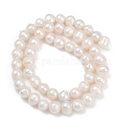 天然養殖淡水パールビーズ連売り  ポテト  グレード2a+  貝殻色  7~8mm  穴：0.7mm  約54~55個/連  14.09~14.37インチ（35.8~36.5cm）&nbsp;PEAR-I007-07X-09A