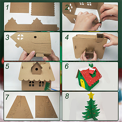 6セット2スタイルの未完成厚紙3Dパズル  クリスマスデコレーション用  こども 組み立て 絵画 おもちゃ  家と木  小麦  130~220x130~200x205~230mm  3セット/スタイル&nbsp;AJEW-NB0005-36