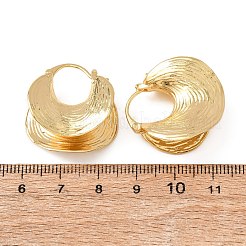 テクスチャード加工のムーン真鍮フープピアス  18KGP本金メッキ  26x25mm&nbsp;EJEW-D346-10G