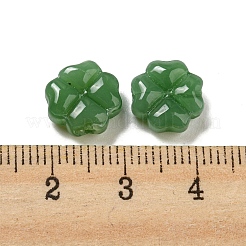 模造ヒスイのガラスビーズ  グリーン  クローバー  10.5x10.5x4.5mm  穴：1mm&nbsp;GLAA-D017-01B