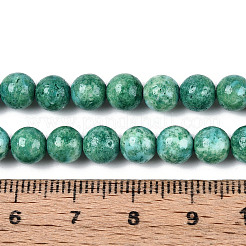 染色された合成化石ビーズ連売り  ラウンド  ミディアムアクアマリン  6.5x6mm  穴：0.9mm  約64個/連  15.75''（40センチメートル）&nbsp;G-T139-6mm-66E