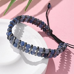 天然および合成宝石と合成ヘマタイトの調節可能な編み込みビーズブレスレット  内径：2-1/4~3-3/8インチ（5.6~8.5cm）&nbsp;BJEW-H626-01