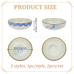 2Pcs 2 Styles Porcelain Ink Dish&nbsp;AJEW-GA0010-88
