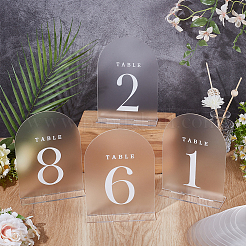 ナンバー1~15アクリルテーブル席札  結婚式のための  飲食店  誕生日パーティーの装飾  アーチ  透明  125x45x180mm  15個/セット&nbsp;AJEW-WH0709-140