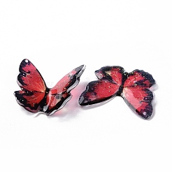 クリア樹脂カボション  金箔  蝶  クリムゾン  21.5~22x22~24.5x1.5~4.7mm&nbsp;RESI-L036-10A-05