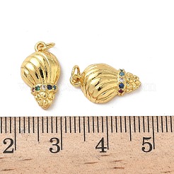真鍮製マイクロパヴェキュービックジルコニアペンダント  18KGP本金メッキ  丸カン付き  シェル形状  16x9x4mm  穴：2.5mm&nbsp;KK-D502-26A-G