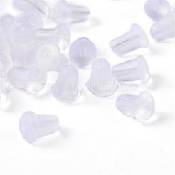 プラスチック製ピアスキャッチ  ピアスバックキャッチ  スタッドピアス用クラッチストッパー  透明  6x5x4mm  穴：0.5mm&nbsp;X-FIND-E003-04