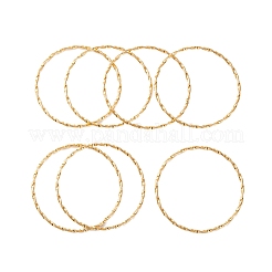 7個PVD真空メッキ304ステンレススチールテクスチャリングバングルセット女性用  ゴールドカラー  2mm  内径：2-1/8インチ（5.5cm）&nbsp;BJEW-A011-13A-G