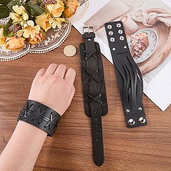 3Pcs 3 Styles Imitation Leather Cord Bracelets for Men&nbsp;BJEW-CL0001-54A