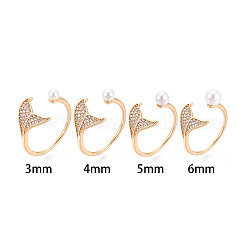 Fishtail Shape Brass Micro Pave Clear Cubic Zirconia Cup Peg Ring Settings&nbsp;KK-T076-14G