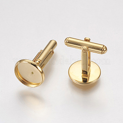 304ステンレススチールカフス  フラットラウンド  ゴールドカラー  19.5mm  トレイ：14x2mm  インナーサイズ：12mm&nbsp;LS-STAS-G187-23G-12mm