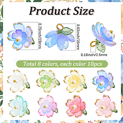 80Pcs 8 Colros Transparent Acrylic Pendants&nbsp;OACR-BM0001-06
