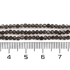 天然石スモーキークォーツビーズ連売り  多面カット  グレードAA  ラウンド  2mm  穴：0.5mm  約184個/連  15.75''（40センチメートル）&nbsp;X-G-P553-G05-01