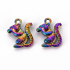 合金ペンダント  カドミウムフリー＆ニッケルフリー＆鉛フリー  リスの形  虹色  17x16x4mm  穴：1.8mm&nbsp;PALLOY-S180-099-NR
