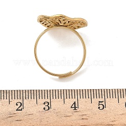 調節可能な304ステンレススチールカフリング  花  イオンプレーティング（ip）  ゴールドカラー  20x19mm  内径：17mm&nbsp;RJEW-Z121-01G-02