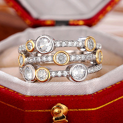 Brass Micro Pave Clear Cubic Zirconia Finger Rings&nbsp;WG13FF2-01