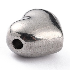 変色しにくい304ステンレススチールビーズ  ハート  ステンレス鋼色  9x10x6mm  穴：1.2mm&nbsp;X-STAS-O143-03P