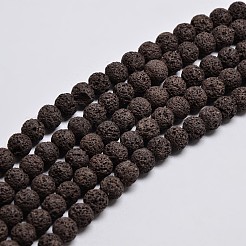 天然溶岩岩の丸いビーズ連売り  染め  ミックスカラー  8mm  穴：1mm  約50個/連  15.7インチ&nbsp;G-I124-8mm-M