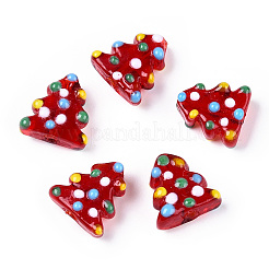 Christmas Theme Handmade Lampwork Bumpy Beads&nbsp;LAMP-G142-06-M