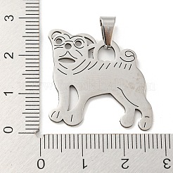 変色しない304ステンレススチールペンダント  レーザー切断  犬チャーム  ステンレス鋼色  24.5x25x1mm  穴：5.5mm&nbsp;STAS-H184-02P