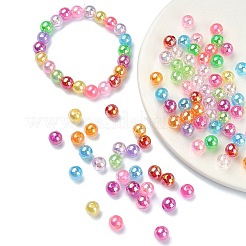 透明なアクリルビーズ  ab色メッキ  ラウンド  ミックスカラー  8mm  穴：2mm&nbsp;MACR-YW0002-90A-M