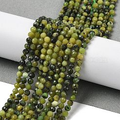 天然石翡翠ビーズ連売り  多面カット  ラウンド  3~3.5mm  穴：0.5mm  約116個/連  15.51''（39.4センチメートル）&nbsp;G-G189-D08-02