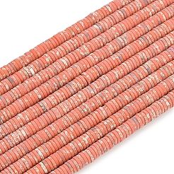 染色合成インペリアルジャスパービーズ連売り  艶消し  ディスクビーズ  ヒシビーズ  ライトサーモン  6x1.5mm  穴：1mm  約249~252個/連  15.28~15.55''（38.8~39.5センチメートル）&nbsp;G-A272-C06-03