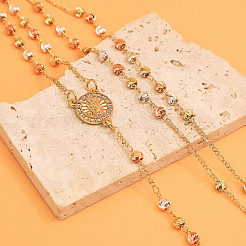 Vintage 304 Stainless Steel Round Rosary Bead Necklaces&nbsp;VJ4936-2
