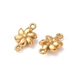 304ステンレススチールリンクコネクタチャーム  花  ゴールドカラー  10.5x7x2.5mm  穴：0.9mm&nbsp;STAS-K291-15G