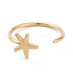 Rack Plating Brass Star Open Cuff Ring for Women&nbsp;RJEW-C029-04G
