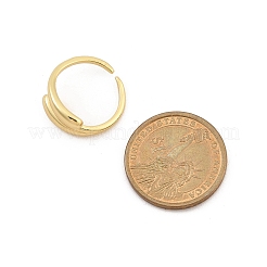 女性用ラックメッキ真鍮オープンカフ指輪  カドミウムフリー＆鉛フリー  長持ちメッキ  18KGP本金メッキ  10mm&nbsp;RJEW-M028-100G