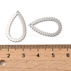 ティアドロップ真鍮ペンダント  ニッケルフリー  長持ちメッキ  ラックめっき  プラチナ  23x14x0.7mm  穴：1mm&nbsp;KK-G480-04A-P